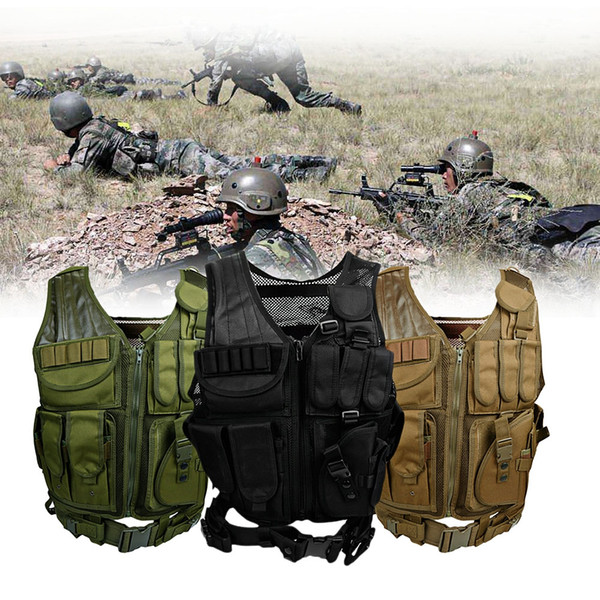 Outlife Tactical Paintball Swat Assault Shooting Hunting Molle Vest with Holster ith high quality foam padding adding comfortable