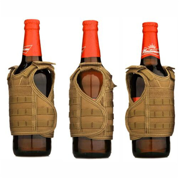 7 Color Mini Tactical Beer Vest Outdoor Molle Vest Miniature Wine Bottle Cover Vest Beverage Cooler Adjustable Strap Christmas Decoration