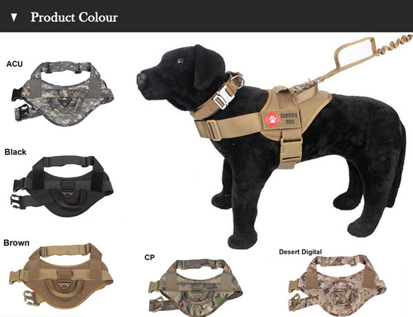 Tactical Dog Training Vest 800D Nylon Adjustable Airsoft Sports Wear Gear Patrol Dog Harness Service Dog Vest