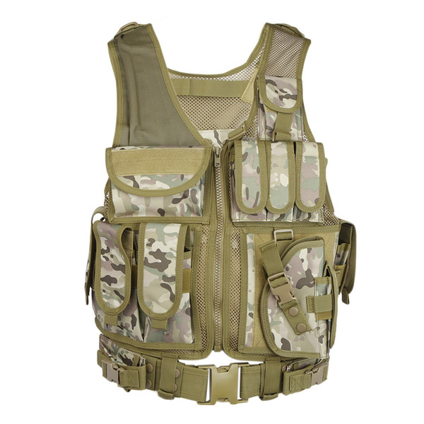 Tactical Paintball Assault Shooting Hunting Molle Vest with Holster