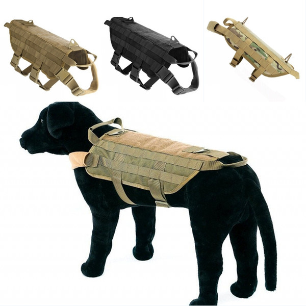 High Quality Tactical Dog Training Vest 600D Nylon Molle Adjustable 4 Styles Outdoor Camo Harness Dog Combat Vest Clothes Apparel G703F