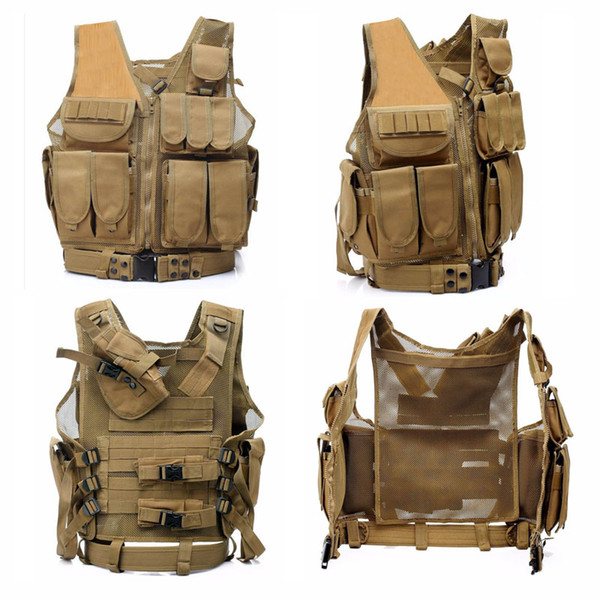 Tactical Molle System Multifuctional Vest Army Airsoft camouflage Vest with Pistol Holster and Belt Body Armor Swat Combat Vest