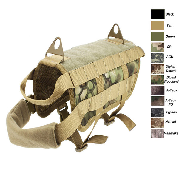 Outdoor Camouflage Plate Carrier Dog Clothes Load Jacket Gear Vest Tactical Dog Training Molle Vest NO06-205