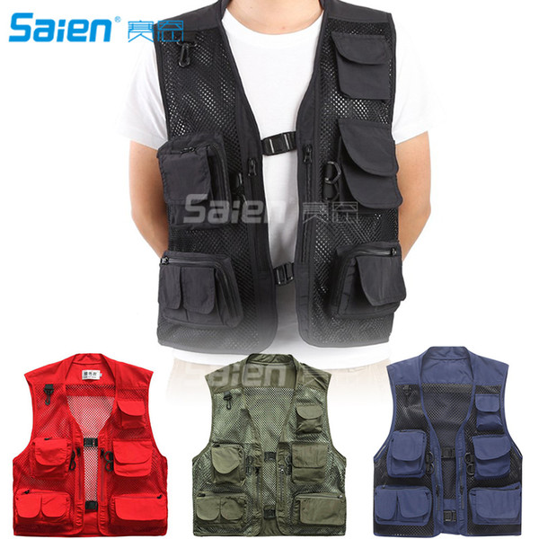 Outdoor Quick-Dry Fishing Vest Multi Pockets Mesh Vest Fishing Hunting Waistcoat Travel Photography Jackets