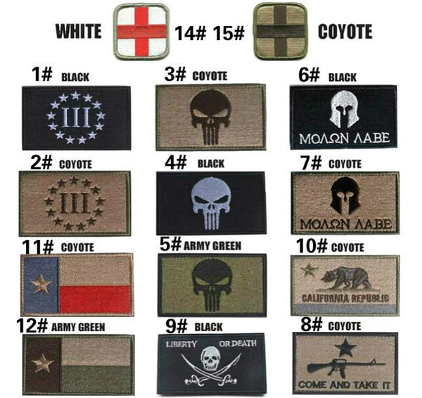 VP-24 3.15*2 inch COYOTE Molon Labe 3D Embroidery Patch with magic stick Armband patches Outdoor Army Armband/patch