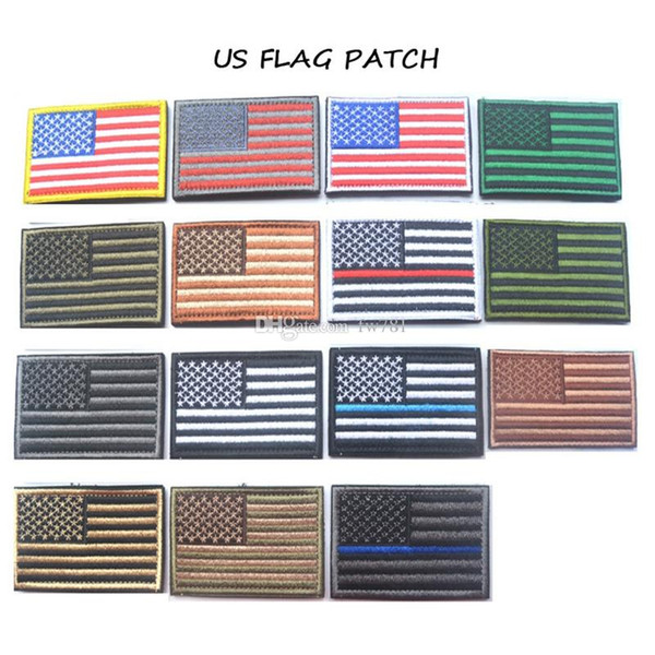 50PCS/lot Embroidered USA Flag Patches American Flag USA Flags chapter Embroidery Chapter Cloth Patch Badges Fabric Armband stickers