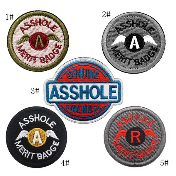 18VP-23 3D Embroidered morale Pacthes Asshole Merit Badge Tactical patch with magic stick for jacket/cap morale