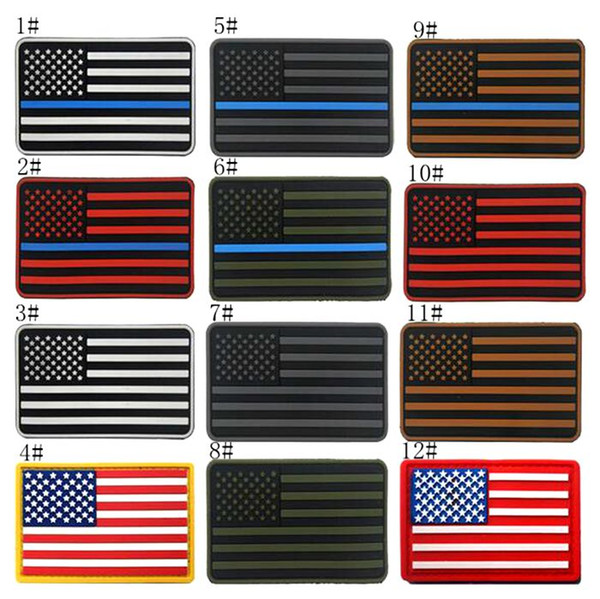 18VP-7 Hot sale PVC US FLAG tactical patches with magic stick Armband rubber Army patch for jacket/cap accessories