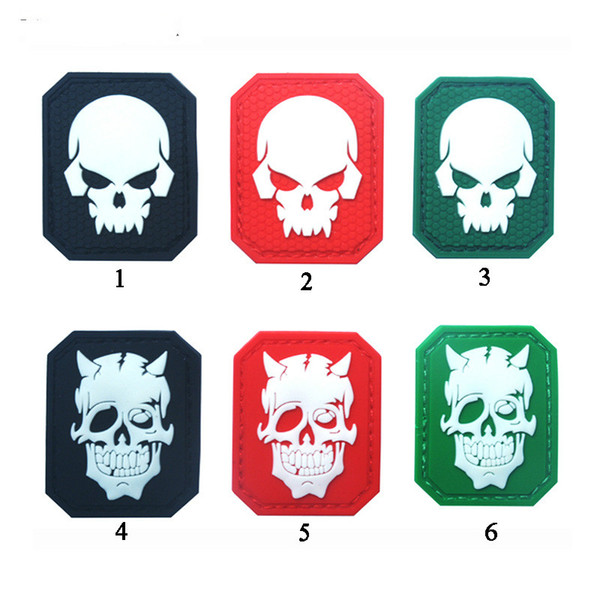 Night Luminous Skeleton PVC Patches Glue Chapter Bag Cockades Decorative Glow In Dark Skull Tactical Morale Patches Emblem