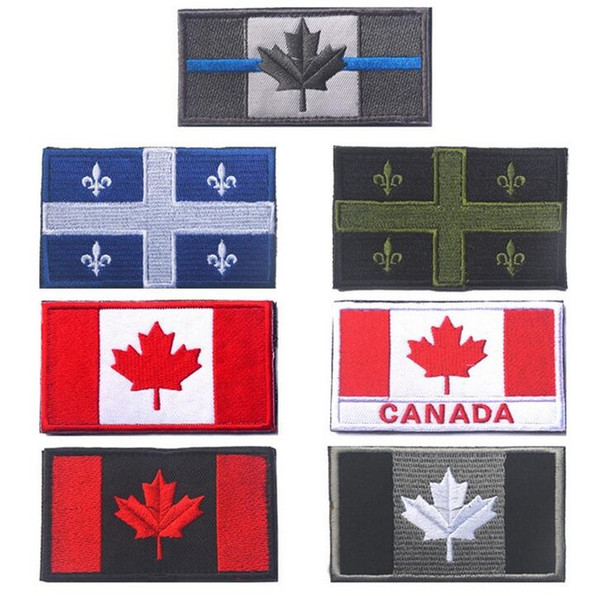 3pcs Embroidery Canada Flag Patch 3d Cloth Quebec Flag Tactical Patches Fabric Morale Armband Army Combat Hook And Loops Badge