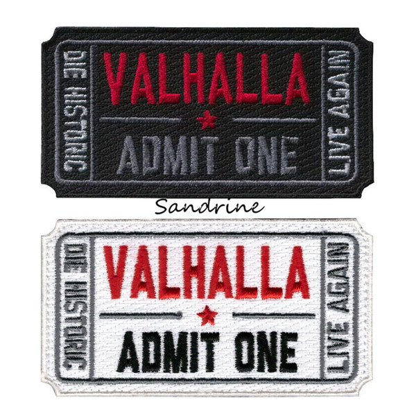 Ticket to Valhalla Morale Tactical Vikings Mad Max Patches Army Embroidered Badges Fabric Armband Stickers HOOK/LOOP