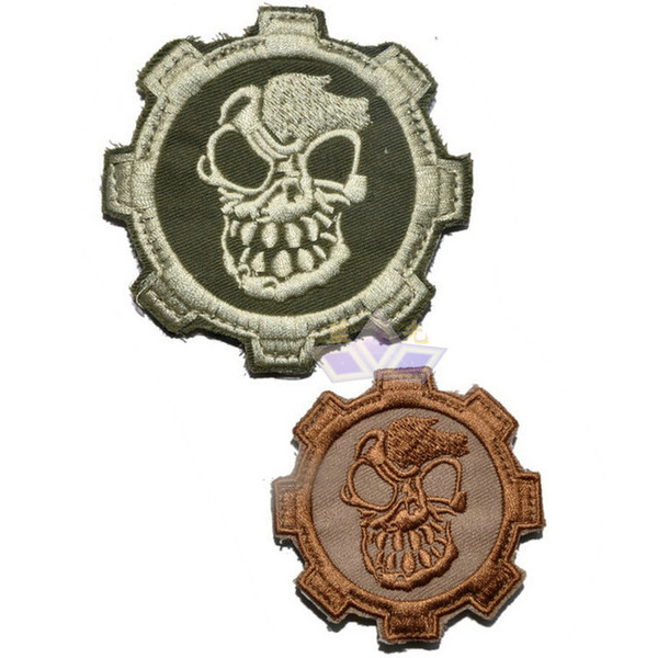 Embroidered Skull Tactical Patch Cloth Morale Hook And Loop Patches Sticker Armband Army Combat Badge 2pcs