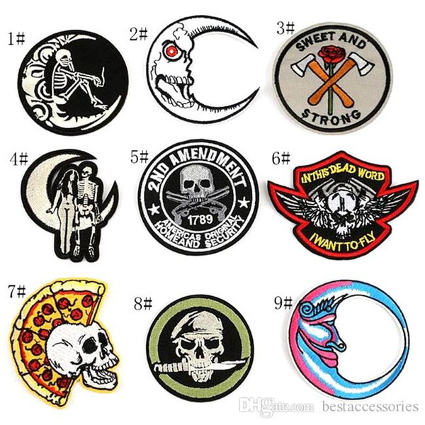 8P-24 Hot sale embroidered tactical patches iron on patch Armband skull Army patch for jacket/cap accessories