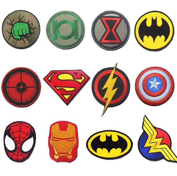 2pcs Ironman Spiderman batman patch Tactical patches cloth morale armband hook loops Flash Green Lantern badge