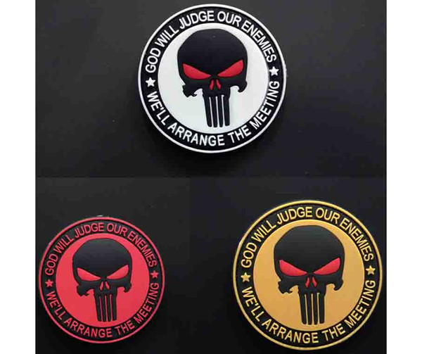 Free shipping Brand New the Punisher Skull High Quality Rubber PVC Armband Clothing Backpack Bag Cap Badge Morale Patches