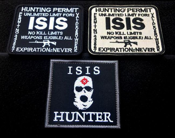 VP-48 Hunting Permit ISIS Morale Patches Outdoor Tactical 3D Patches Combat Badge Fabric National Flags Armband Badges sew on patches