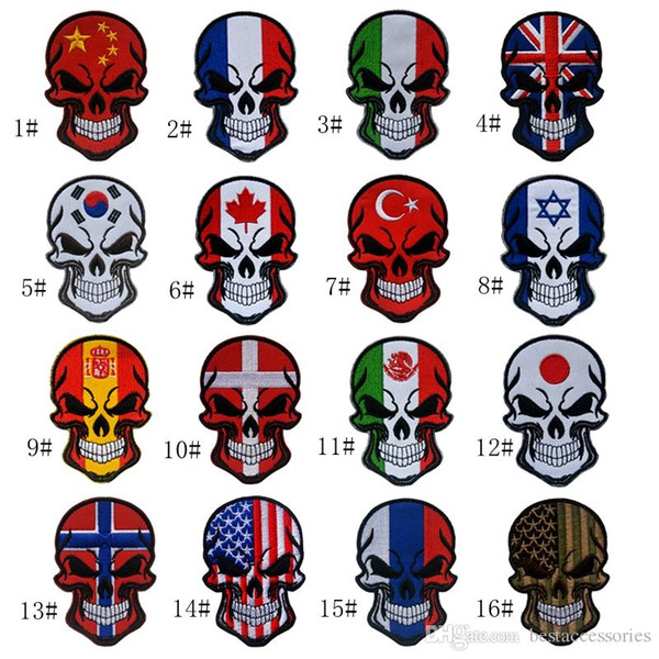 VP-230 Hot Halloween Skull patches embroidered tactical patches with magic stick US Flag Armband Army patch jacket/cap morale patch