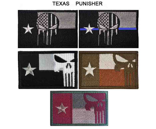 Free shipping Brand New Texas Punisher High Quality Delicate 3D Embroidery Badge Clothing Backpack Bag Cap Sewing Patches