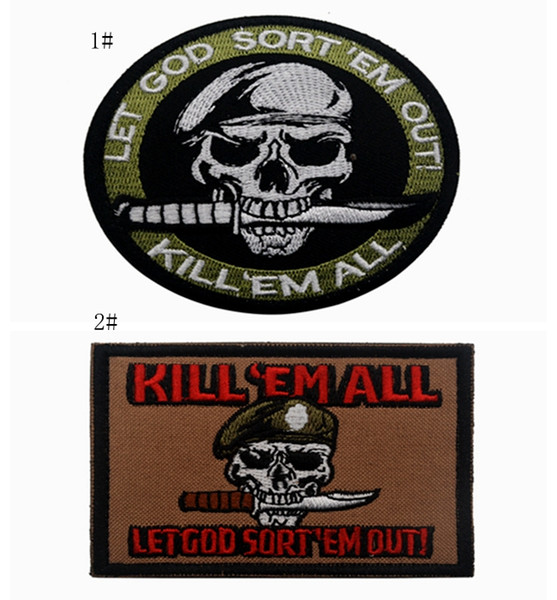 18VP-56 kill'em all let god sort'em out patch Embroidered morale Pacthes Army patch with magic stick for jacket/cap tactical patch