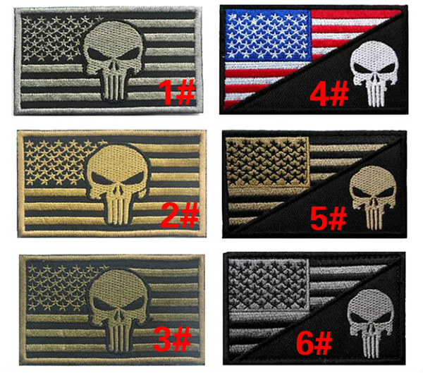 VP-11 3.15*2 inch 3D Embroidered Pacth with magic tape Punisher American Flag Outdoor Army Armband/patch Sew On Patch spersonality