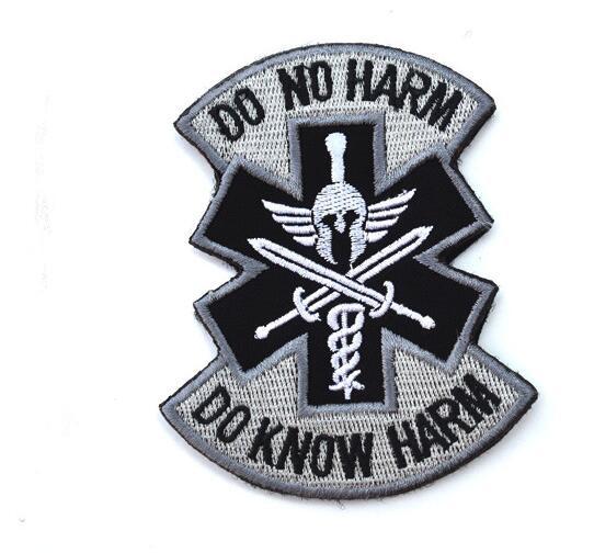 10pcs DO NO HARM Patch Embroidery Hook And Loop Tactical Patches Fabric Morale Armband Cloth Combat Badge