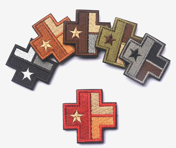 GPS-035 2*2 inch high quality 3D Embroidered Patch Texas Flag with magic tape Cross Medical armband badge GAME patch