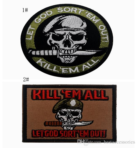 18VP-56 kill'em all let god sort'em out patch Embroidered morale Pacthes Army patch with magic stick for jacket/cap tactical patch