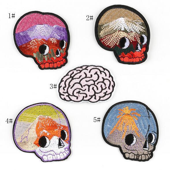 BP-33 High Quality 3D emboridered patches Brain tactical patches skull iron on army Badges