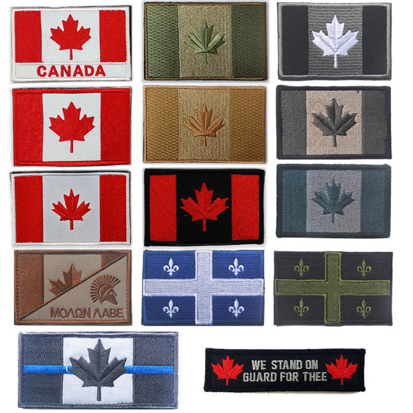 Outdoor Flag Stickers Embroidered Badges Armband Stickers Maple Leaves Patch Tactical Canada Country Flag Patch NO14-012