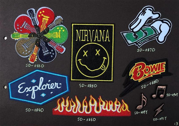 8P-29 Hot sale NIRVANA Iron on Patches ROCK & STONE Armband GUITAR patch for jacket/cap accessories sew on patch