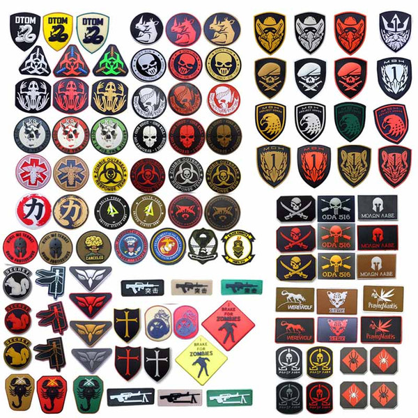 Outdoor Tactical Rubber Patches HOOK and LOOP Fastener Rubber Plastic Badges Armband Stickers Tactical PVC Patch NO14-508