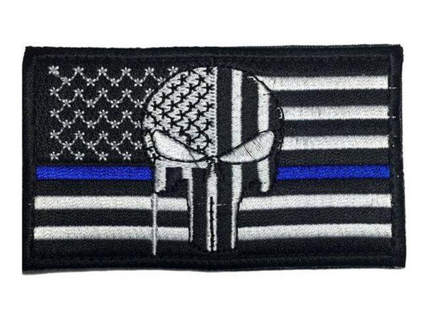 VP-79 3.15*2 inch 3D Embroidered patch Punisher US flag + the punisher Blue line Tactical Badge tactical patches outdoor badges VP-110