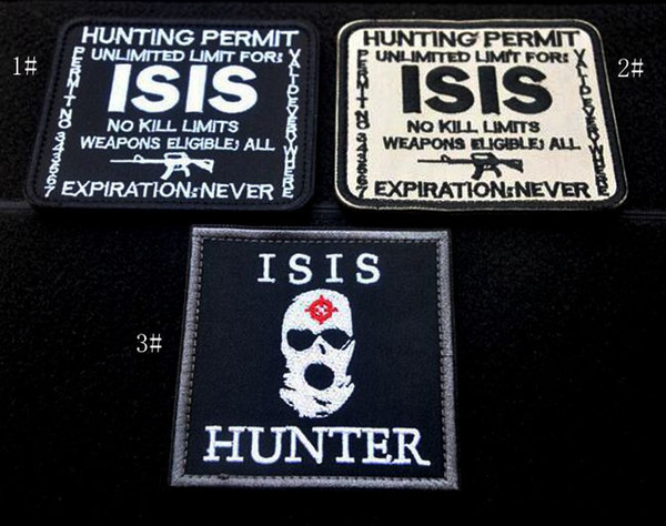 VP-48 Hunting Permit ISIS Embroidered Patches Outdoor Tactical 3D Patches Combat Badge Fabric National Flags Armband Badges with stick on