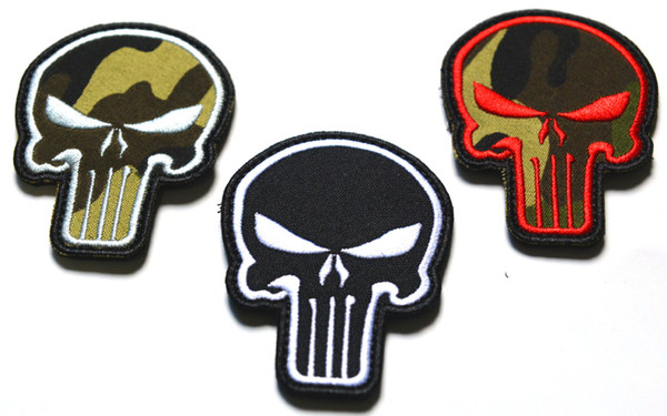 Free shipping 3D embroidery Punisher Camouflage Skull armband 3 Colours double-sided badge Clothing Backpack Bag Cap Patch Army morale badge