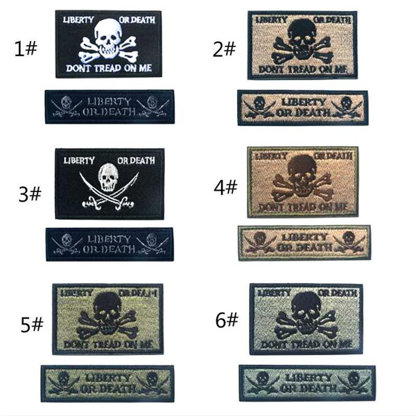 VP 237 2pcs a set 3D embroidery tactical patches with Stick liberty or death army Patch Badges Morale patch