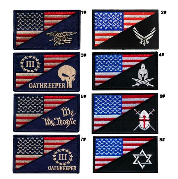 18VP-27 Hot sale Navy Seals Embroidery tactical patches with magic stick US Flag Armband patches can make customized logo