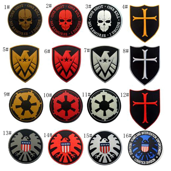 VP-123 S.H.I.E.L.D. PVC Patch with stick 3D Rubber badge Sinper /Crusader Airsoftsports Tactical patches for Clothes Backpack Badges