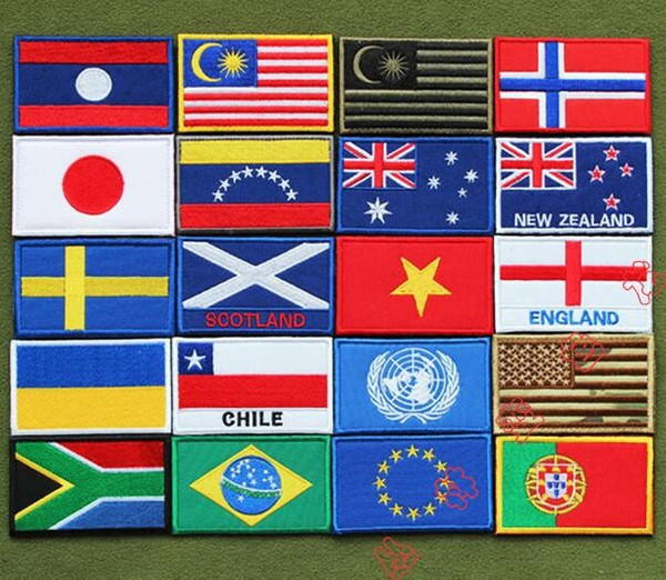 United Nations UN America UK Australia Germany EU Flag Patch Embroidery Tactical Patches Cloth Chile Armband Hook Loops Badge