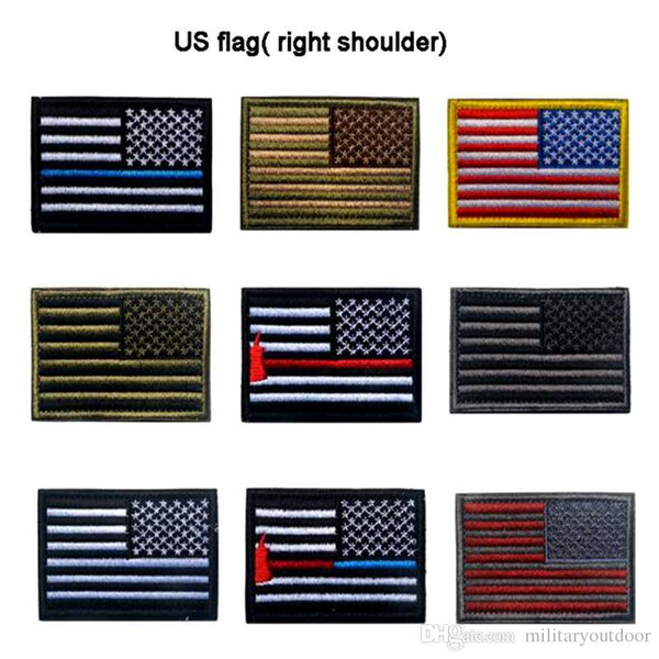 VP-169 US Flag Morale Patches Gold Border American flag right shoulder embroidery patches badges` Ironing Applique Army Patchfor Hat