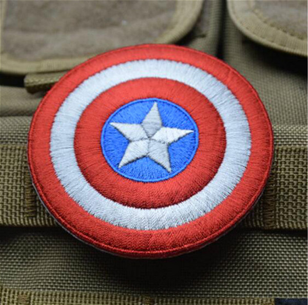 VP-14 3.15 inch Captain America Embroidered patches with magic stick Tactical 3D PVC Patches The Avengers Badges Fabric Armband