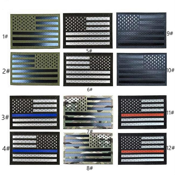 19VP-16 Baotu 2x3.5 RI tactical patches with Stick USA FLAG Reflective light army Badges Morale patches for hat bag