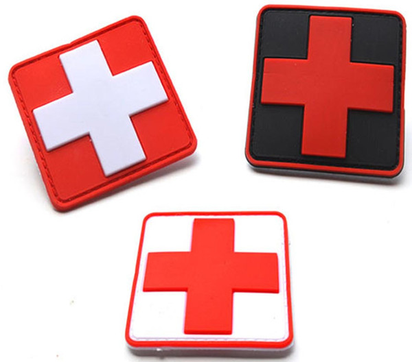 Free shipping Brand New Red Cross Medical Rescue Army fan outdoor supplies personalized Rubber PVC Badge Clothing Backpack Sewing Applique