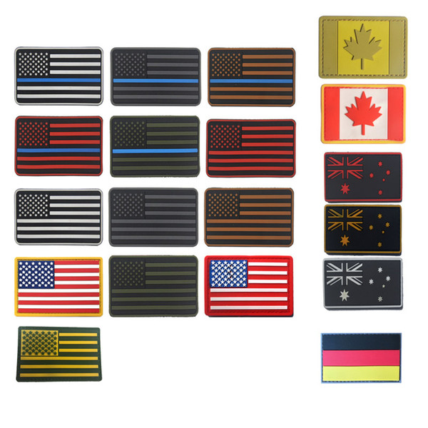 Outdoor Tactical Rubber Patches HOOK and LOOP Fastener Rubber Plastic Badges Armband Stickers Tactical PVC Country Flag Patch