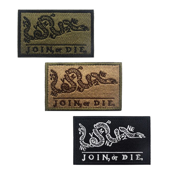 18VP-03 High Quality 3D embroidered tactical patches with Stick JOIN OR DIE army patch for cap and bag