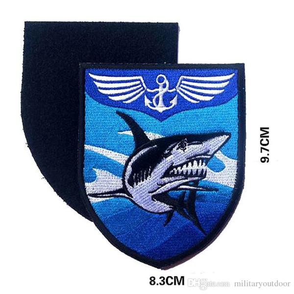 VP-156 F-15 carrier aircraft Tactical Patches Blue Shark Morale Badge Patches Hook & Loop 3D 100% Embroidery Army Badges