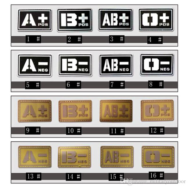 VP-147 3d PVC Tactical Badge A/B/O/Ab+ Blood Type Patch Morale Patch morle Badges Tactical Rubber Patches For Cap Jacket 2191