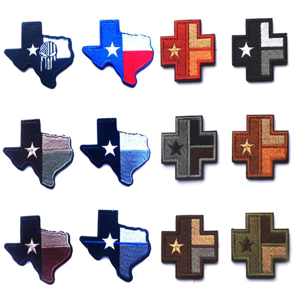 VP-138 3D Embroidery patches TEXAS Topographic Map Flag Patches Morale Badge 3D Army USA Badges Embroidered Patches Stickers