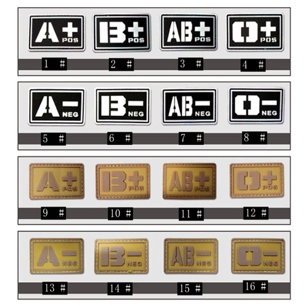 VP-147 3d PVC Tactical Badge A/B/O/Ab+ Blood Type Patch Morale Patch morle Badges Tactical Rubber Patches For Cap Jacket 2191