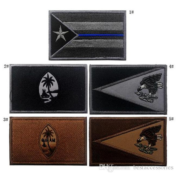 18VP-46 Puerto Rico 3D Embroidered tactical patch Guam morle patch with magic stick for jacket/cap big size tacticak badge