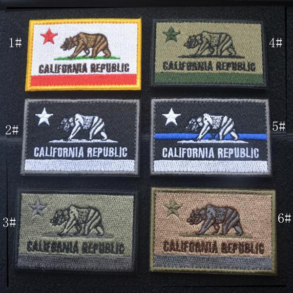 VP-199 US Flag Tactical morale Patches California Republic Stat patch Iron on patches Applique Jeans Fabric Sticker Patches for Hat badges